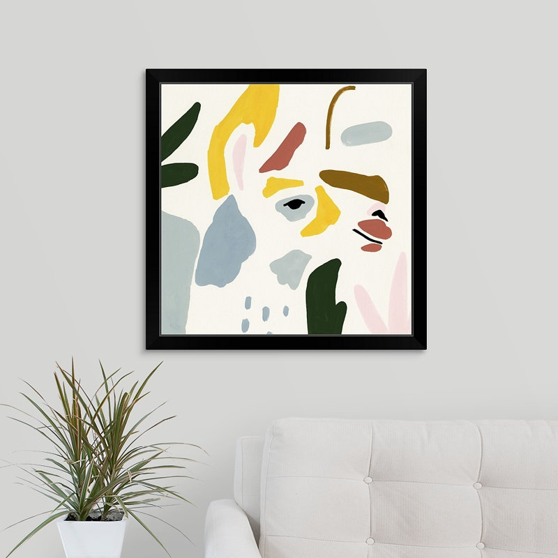 "color block llama iii" , reproduction d’art encadrée novogratz, Cadre noir, H 27 po x l 27 po x P 1 po