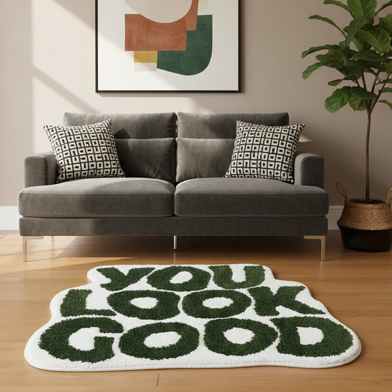 Tapis vert à poils longs «You Look Good»