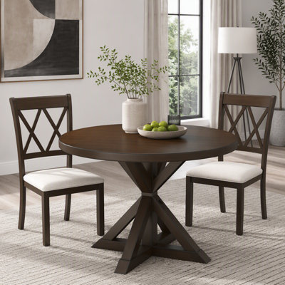 Round Dining Table with Cross-Buck Base