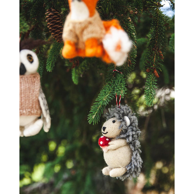 Felted Festive 6'' Handmade 100% Wool Animals Shatterproof Hanging Figurine Ornament