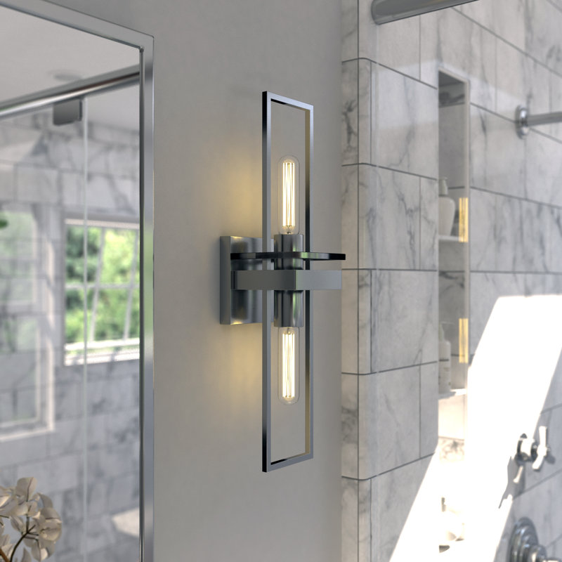 Aiden Steel Armed Sconce, Satin Nickel, 18.75" H x 4.75" W x 4.75" D