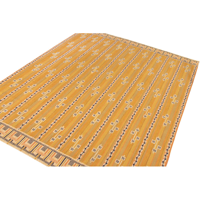 Scandinavian Hand Knotted Wool Geometric Area Rug, Rectangle 6' x 9'