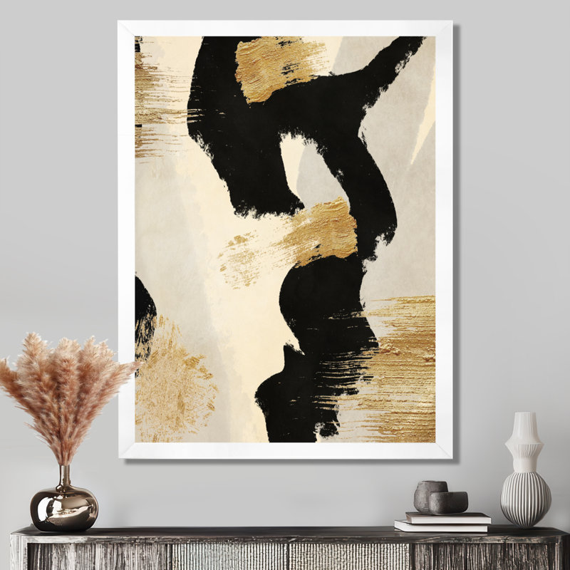 Abstrait Glam Collage, peinture sur toile - Collage II, H 44 po x l 34 po, Avec cadre, Blanc