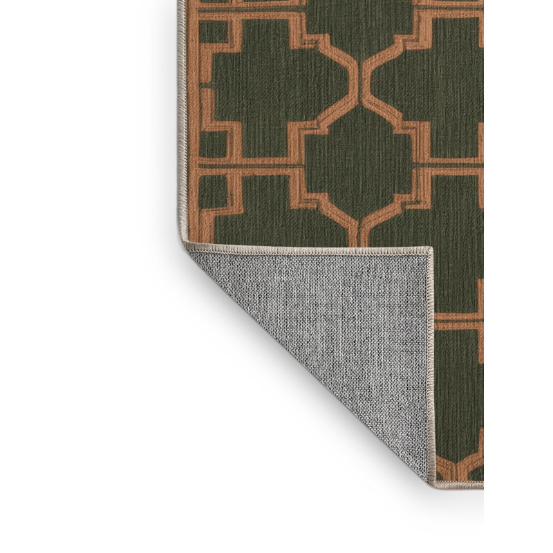 Tapis brun treillis lavable à la machine, Rond 5 pi