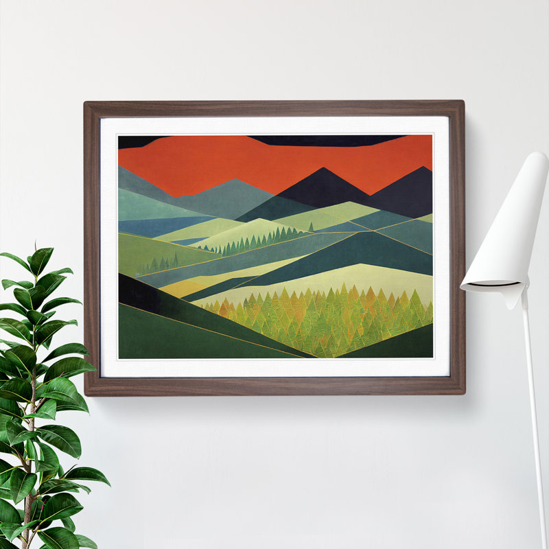 XH1022-6816X Peaceful Abstract Forest - Picture Frame Print, 34cm H x 46cm W x 2cm D, Walnut Framed