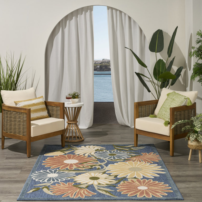 Tapis d'extérieur bleu sauge Shila, Rectangle 3 pi 6 po x 5 pi 6 po
