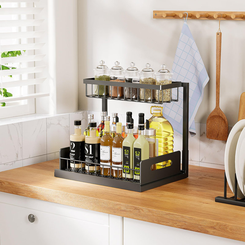 Organisateur d'évier sous la cuisine à 2 niveaux, organisateurs sous le lavabo et rangement, armoire de rangement pour cuisine