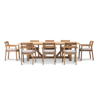 Gensingh Rectangular 8 - Person 98.5'' L Teak Outdoor Restaurant Dining Set -  Loon Peak®, 6F92B3759B3C46108D3B888DD5F2EDE8