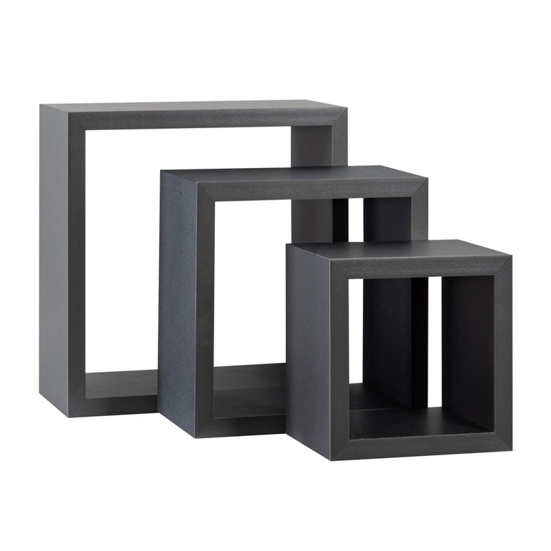 Harbour Housewares - Modern Box Floating Wall Shelves - 25cm - Grey