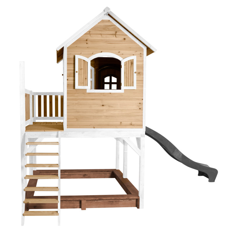 Liam AXI 377cm W x 255cm D Outdoor Hemlock Wood Luxury Playhouse, Natural/White