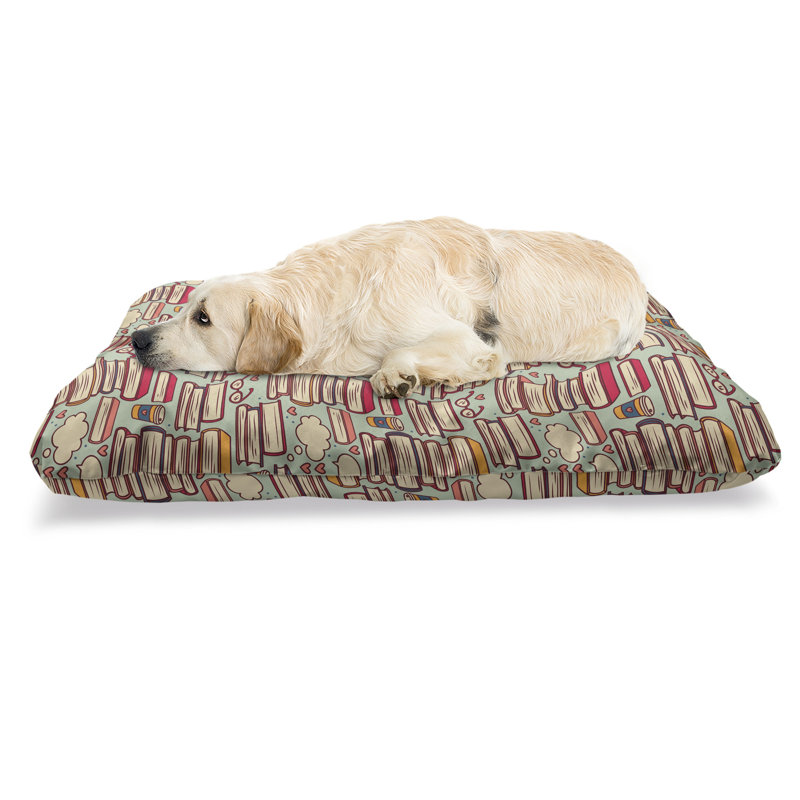 Lit pour animal de compagnie avec pile de livres Ambesonne