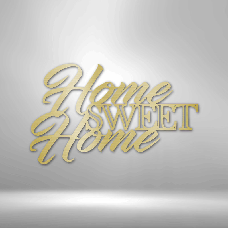 Panneau mural en métal découpé au laser pour la maison et le bureau Home Sweet Home, H 17 po x l 17,5 po x P 0,5 po, Doré
