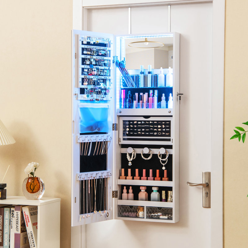 Armoire à bijoux avec miroir Mutsuko, Blanc