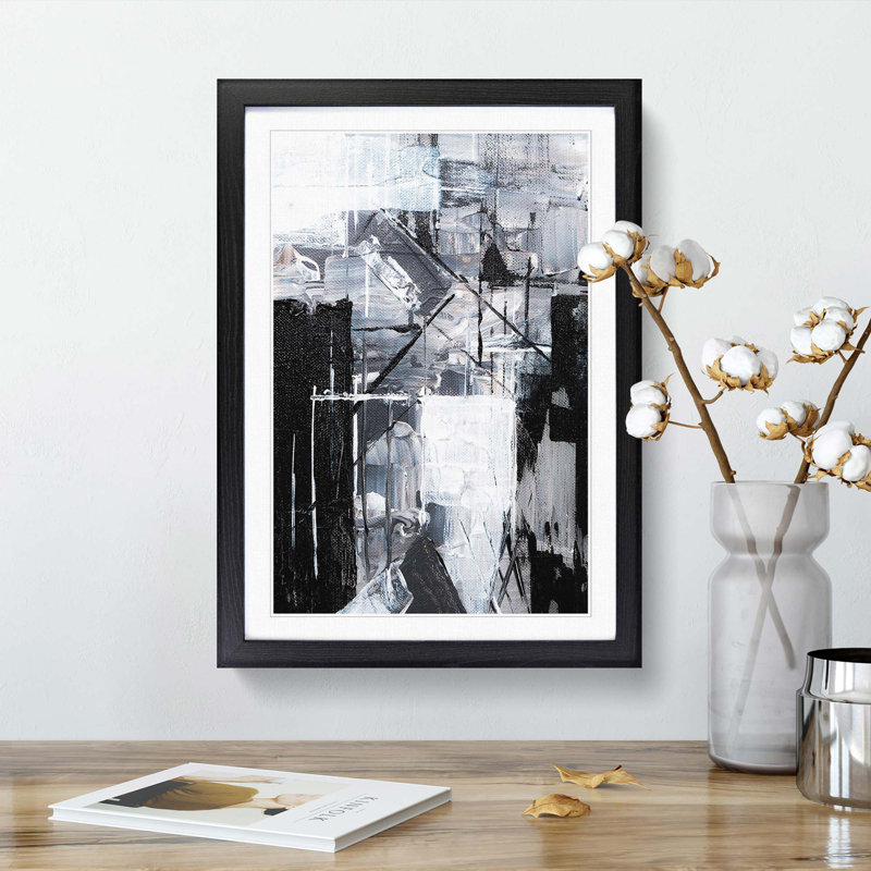 Abstract Art Painting Vol.335 by S.Johnson - Picture Frame Painting Print, 48cm H x 36cm W x 2cm D, Black Framed