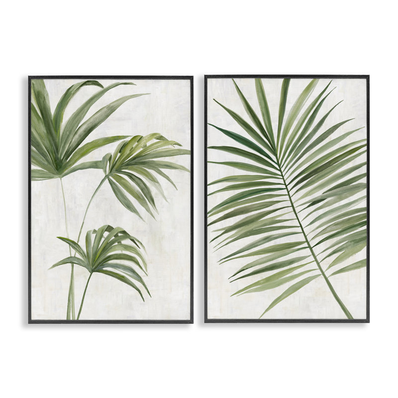 Ensemble de 2 giclées encadrées Breezy Tropical Palms, design par Hannah Dawson, H 18 po x l 24 po