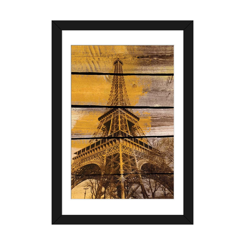 Vieille Tour Eiffel, reproduction de photo sur toile tendue, Papier d'art encadré noir, Blanc, H 32 po x l 24 po x P 1 po