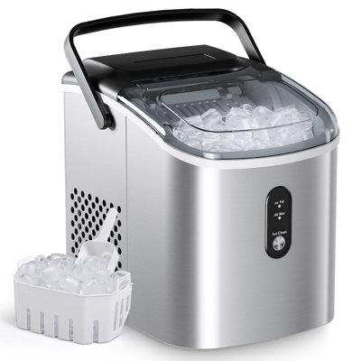 SimzLife 26Lbs. Machine à glaçons de comptoir quotidienne avec poignée, machines à glaçons autonettoyantes, 26 lb / 24 heures, 9 glaçons prêts en 6 minutes pour la maison / cuisine / bar / fête / camping