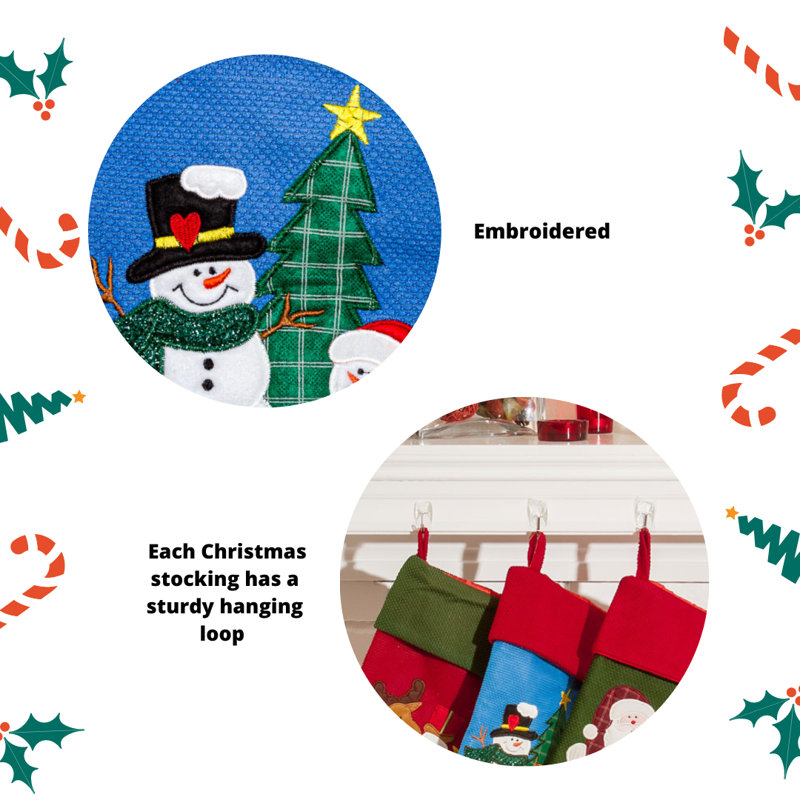 17.5" Embroidered Christmas Stocking Set