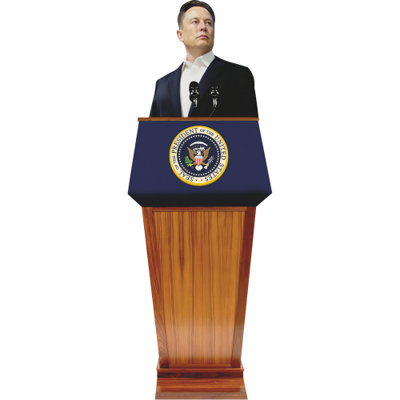 H38265 Elon Musk Derrière le podium présidentiel