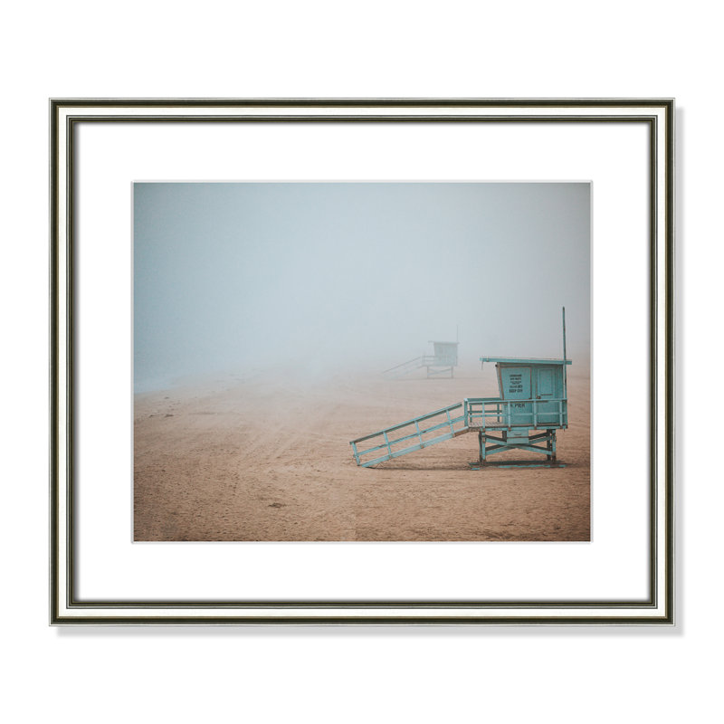 " Manhattan Beach " by Nathan Dumlao, Silver Framed, 17.25" H x 20.25" W x 0.875" D
