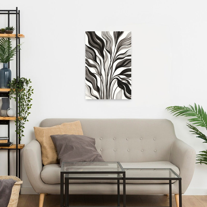 «Flowing Botanical Lines Abstract Elegant Minimalist Plant Landscape», reproduction d'art mural, 24" H x 16" W