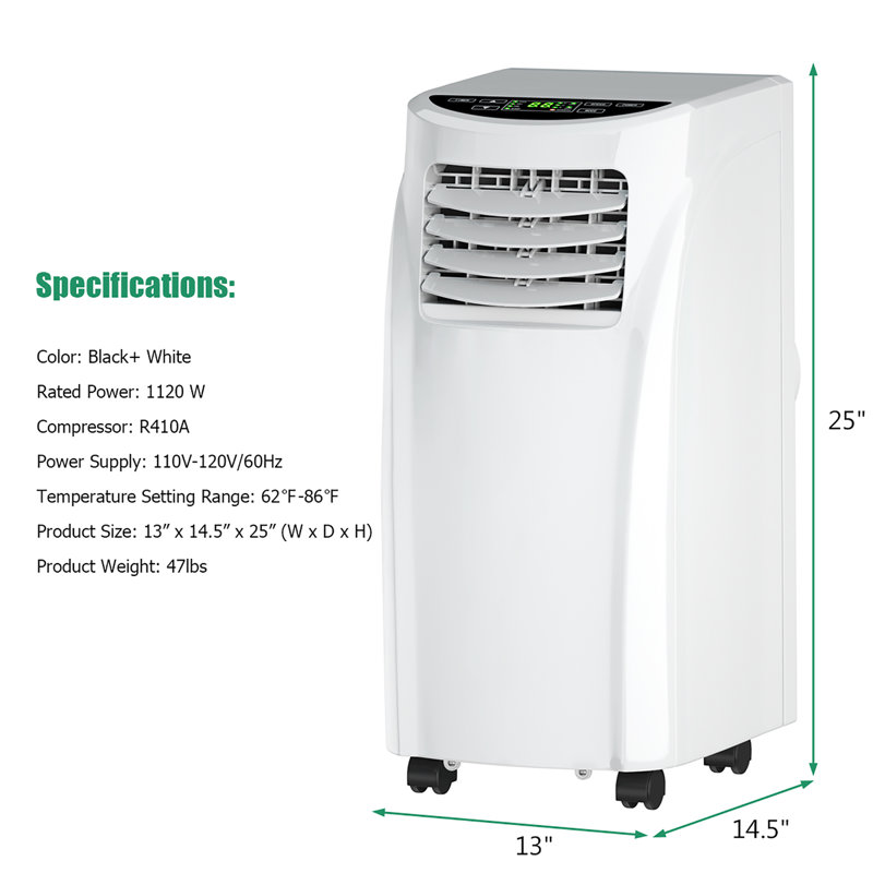 Costway 8000 BTU Portable Air Conditioner for 230 Square Feet with