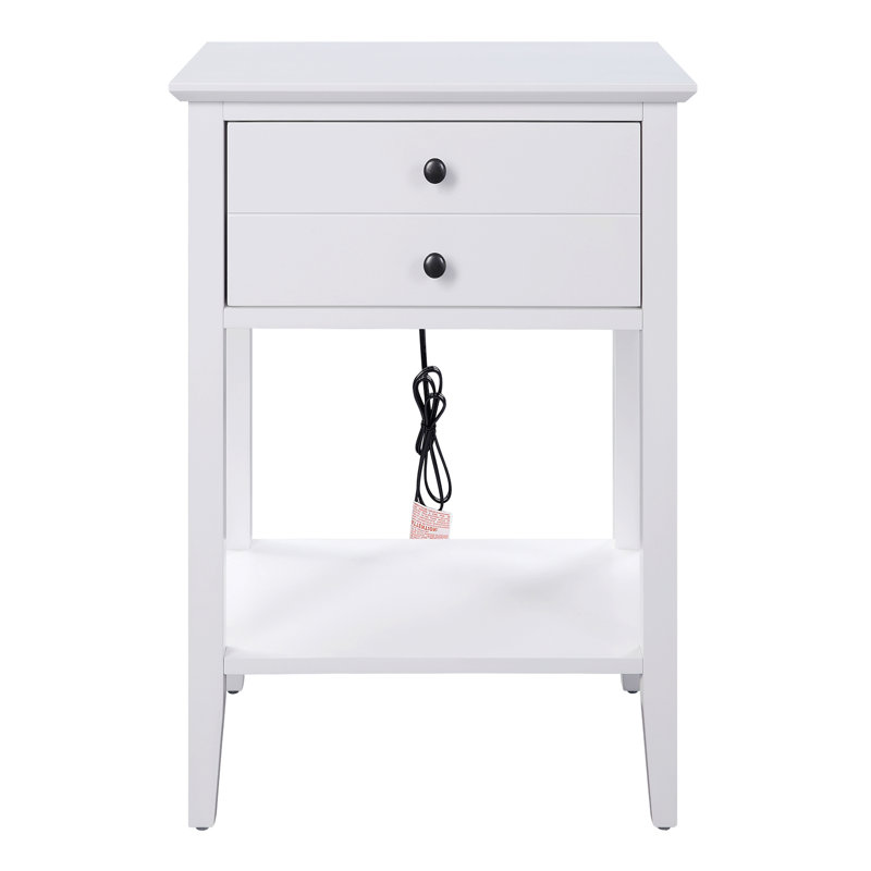 Table d'appoint avec 1 tiroir et tablette inférieure, Blanc
