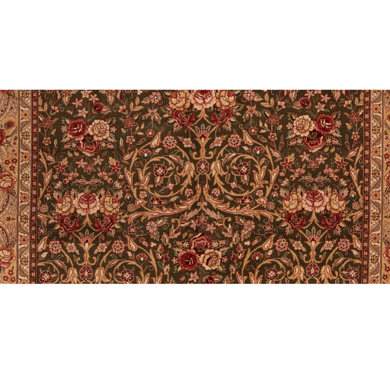 Tapis brun / rouge en laine noué à la main de conception unique 5 pi 9 po x 8 pi 9 po