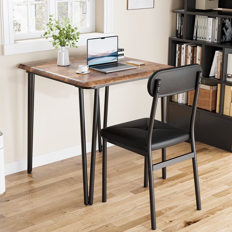 Ensemble de table de salle à manger 3 pièces pour 2 personnes - table de cuisine en bois avec 2 chaises rembourrées, structure en métal robuste, idéal pour un appartement ou un coin-repas - brun rustique, couleur classique