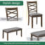 Élégante table de salle à manger en bois avec 4 chaises et un banc. Ensemble de table de salle à manger moderne pour 6 personnes, ensemble de table de salle à manger rectangulaire pour le salon, la cuisine et la salle à manger, noyer