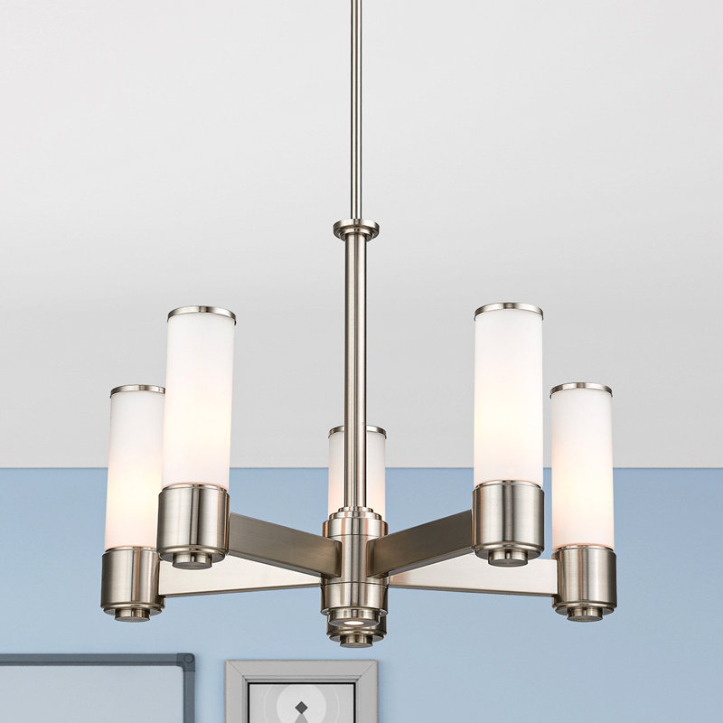 Baleria 6 - Light Steel Dimmable LED Classic / Traditional Chandelier, Brushed Nickel