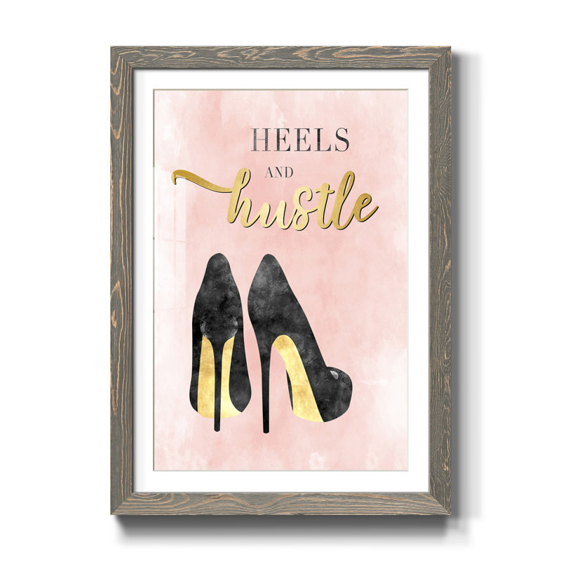 Heels and Hustle - Cadre photo, impression d'art textuel sur papier, H 44 po x l 31 po x P 1 po, gris
