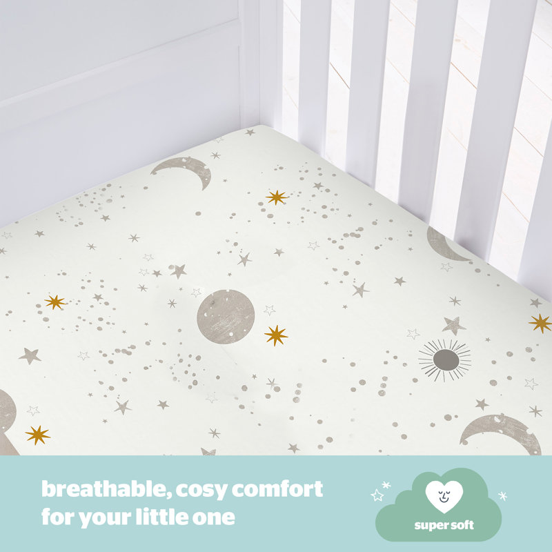 Silentnight Safe Nights Cot Bed Fitted Sheets Celestial Print