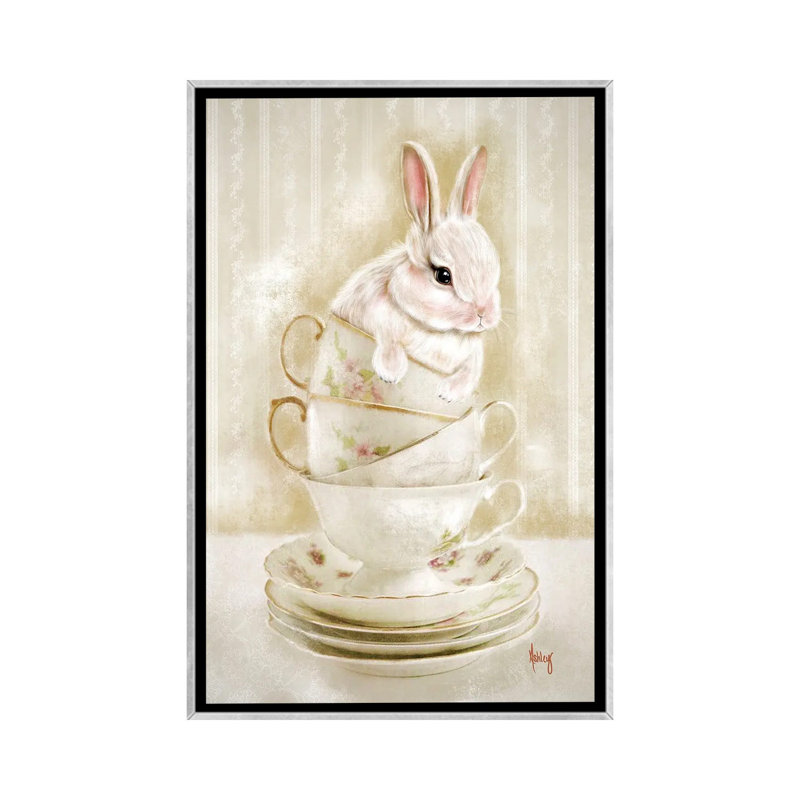 Bunny Cups - Reproduction d'art murale - Toile encadrée, H 40 po x l 26 po, Reproduction encadrée sans passe-partout