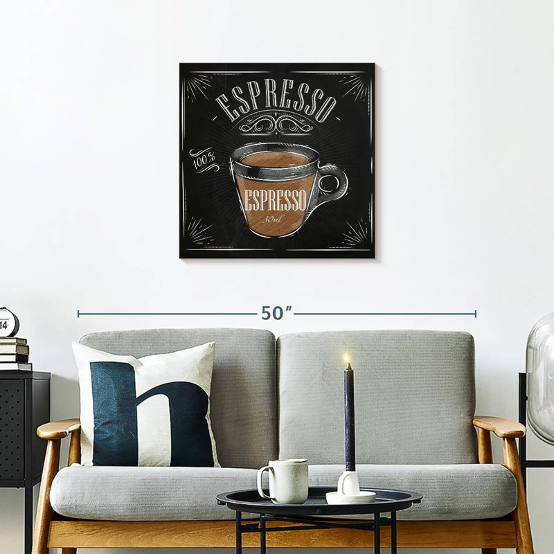 Khylige Chalkboard Espresso Coffee Wall Sign, 24" H x 24" W