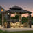 Horizon 12' x 12' Hard Top Gazebo With Solar Self Powered LED Lights, Mosquito Netting and Canopy Hook