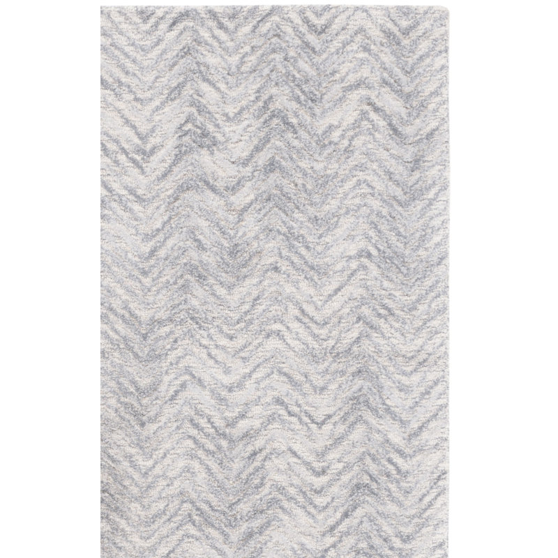 Jaylean Hand Tufted Wool/Cotton Chevron Rug in Silver, Runner 2'3" x 9'