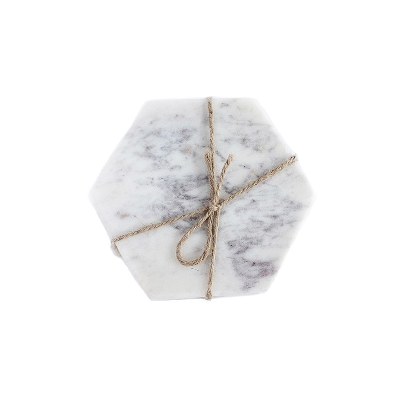 Marble Hexagon 4 Piece Coaster Set