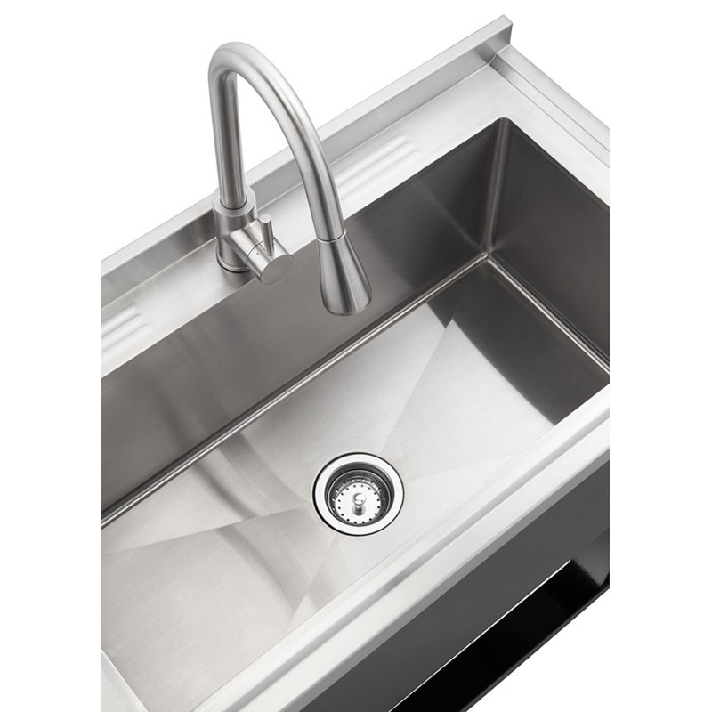 Stainless Steel Freestanding Utility Sink with Pull-Out Faucet