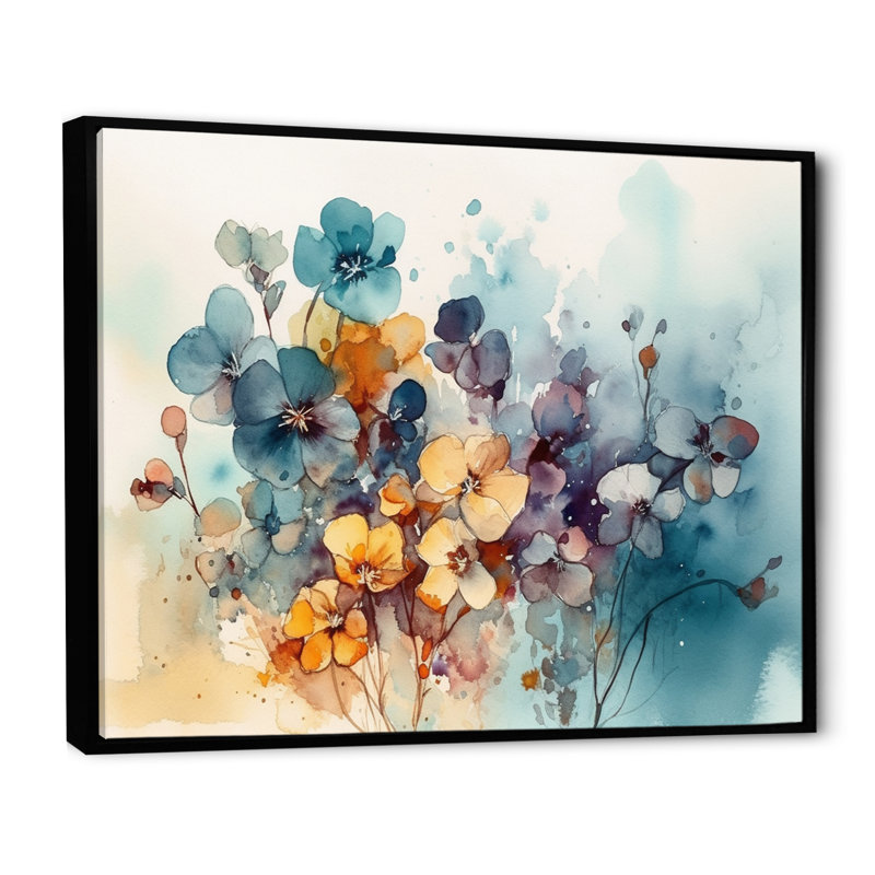 Symphonie florale jaune - imprimé, H 30 po x l 40 po x P 1,5 po, Cadre flottant noir