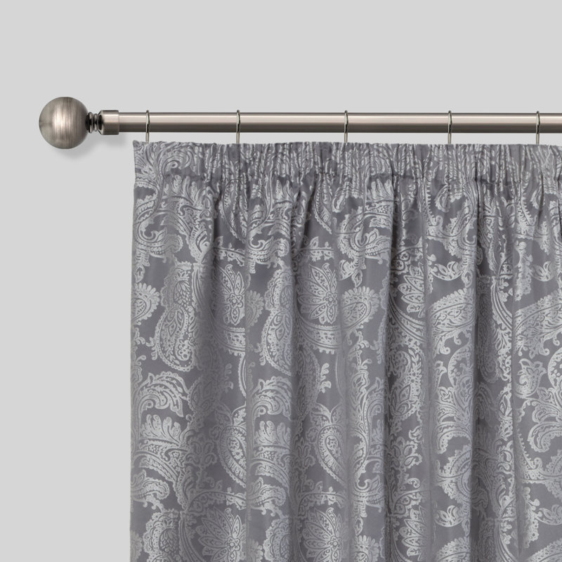 Abe Adjustable 2cm Single Curtain Pole, Black Silk, 1.6 - 3m