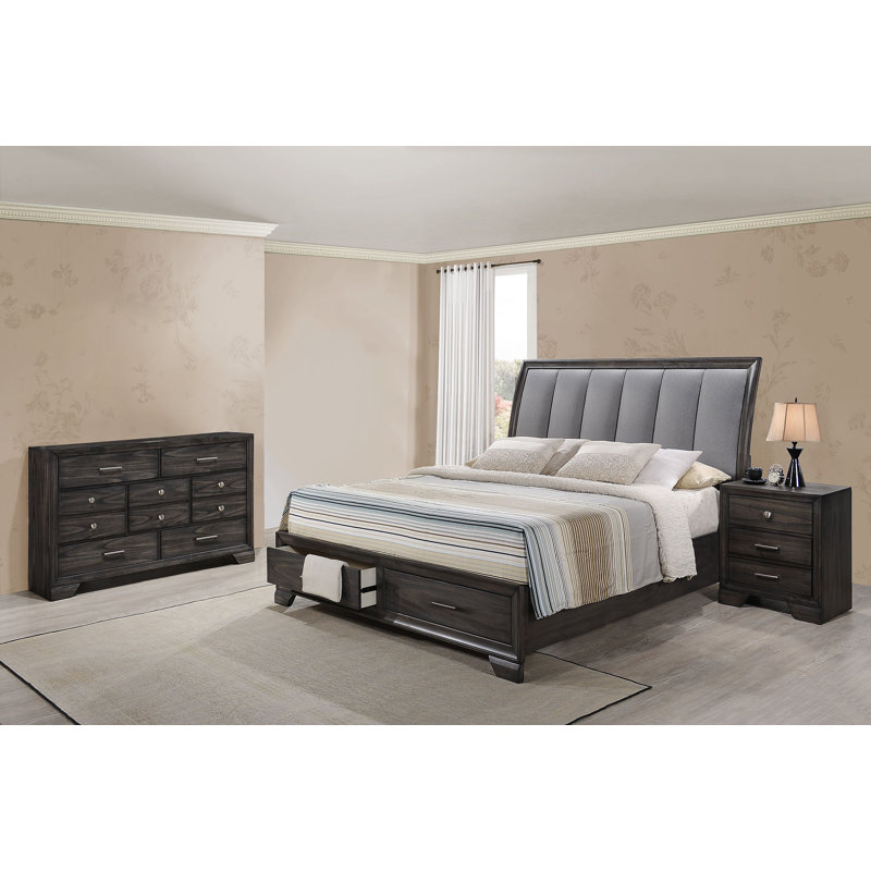 Ensemble de chambre avec lit plateforme de rangement Rodericka 3-2_Natividad, Très grand