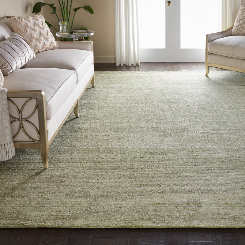 Tapis vert touffeté à la main Milele, Rectangle 8 pi x 10 pi 6 po