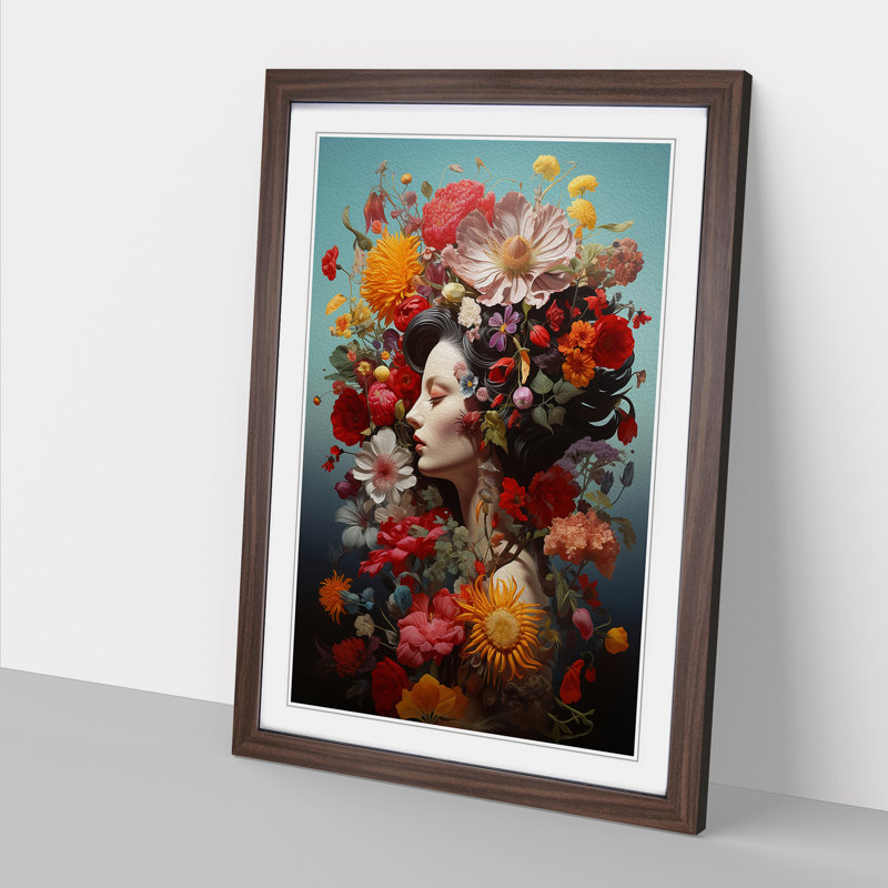 Single Picture Frame Print on Wood, 64cm H x 46cm W, Walnut Framed