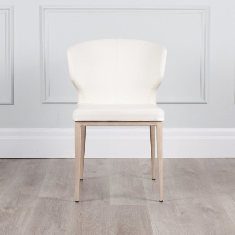 Chaise d'appoint rembourrée Belby, Blanc, Brun clair