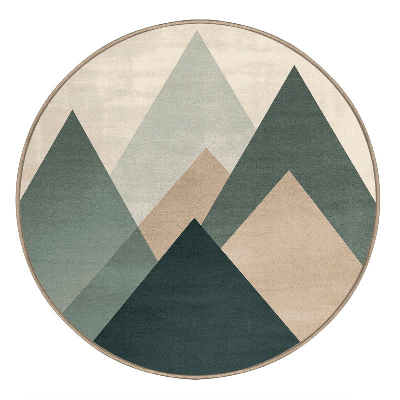 Tapis scandinave beige lavable à la machine, Rond 8 pi