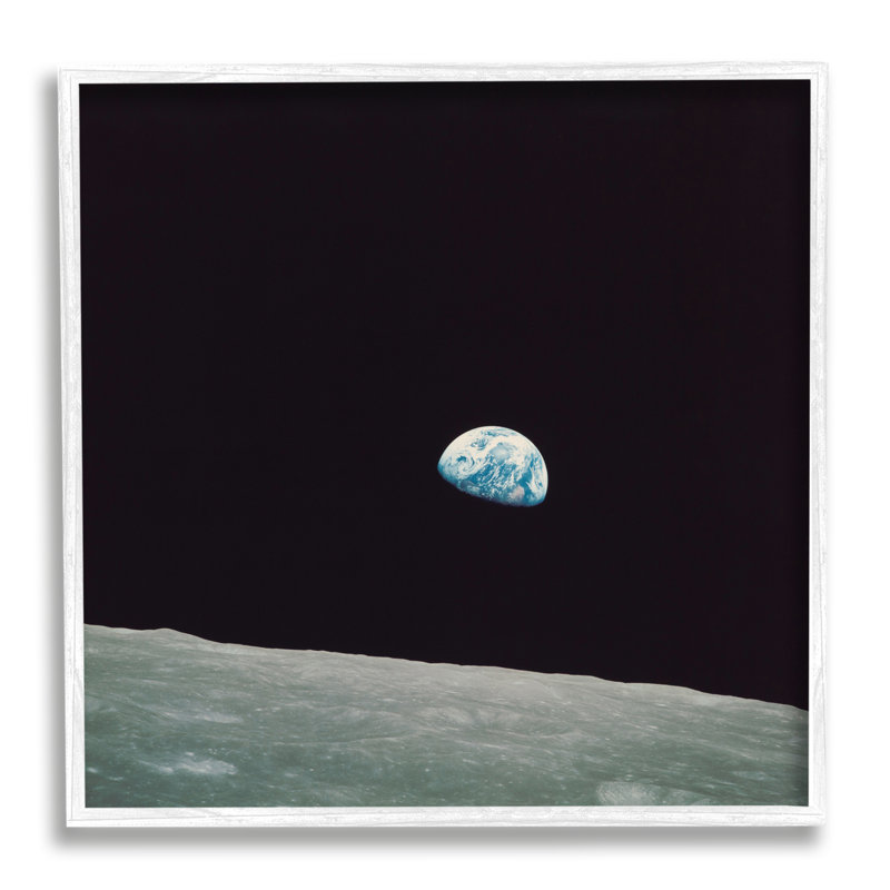 " Earth Outer Space View " by Wild Apple Portfolio, 12" H x 12" W x 1.5" D, Coastal White Framed Giclee