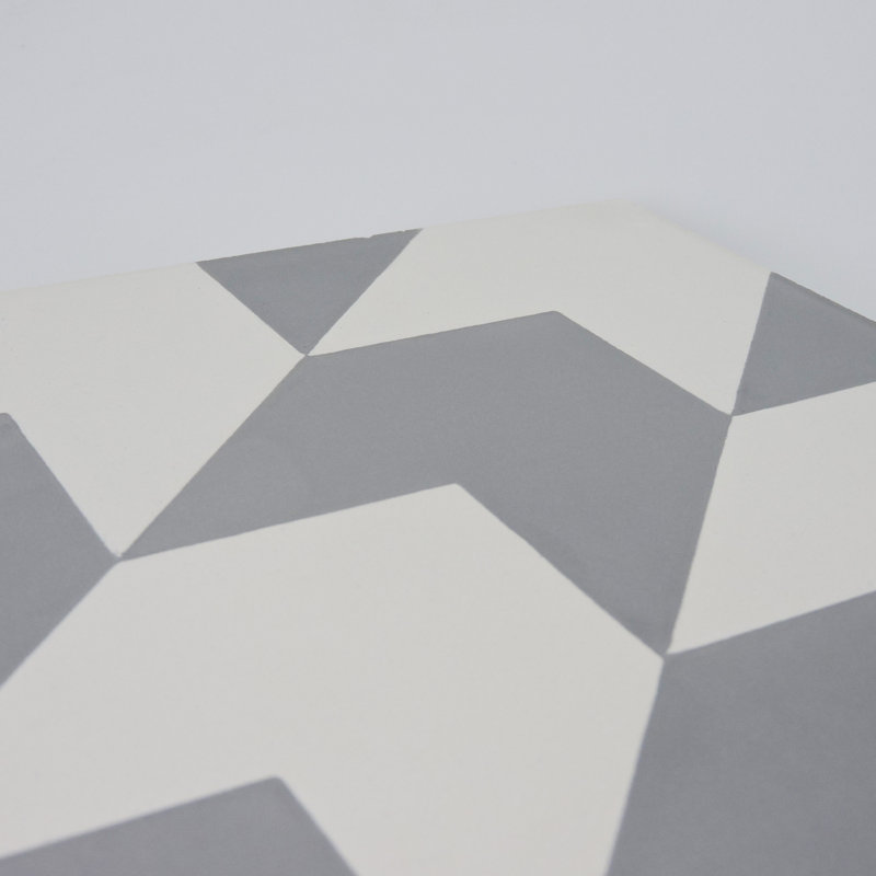 Carreau de sol à motif de ciment 8 po x 8 po Oujda, Gris / Blanc