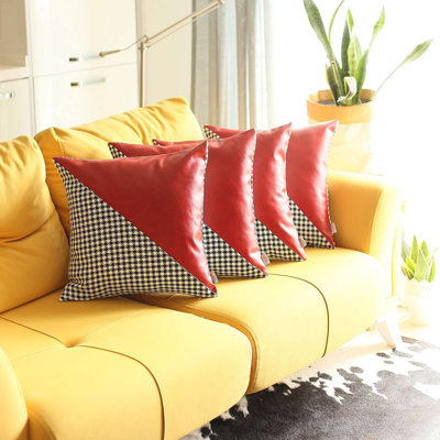  Housse de coussin carrée en similicuir
