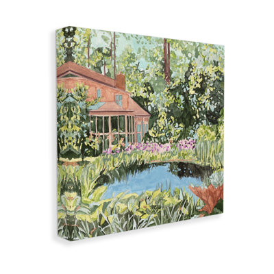 «Cottage with Backyard Pond», art mural sur toile par Melissa Wang